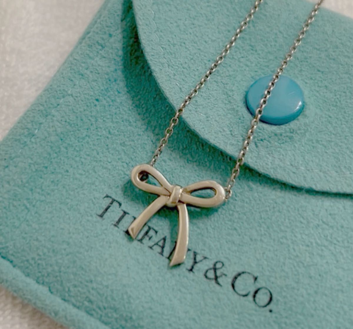 TIFFANY & Co.蒂芙尼丝带项链带银巾着袋