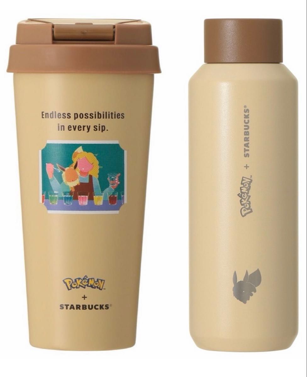 星巴克 宝可梦 不锈钢保温瓶 伊布 2件套 Starbucks