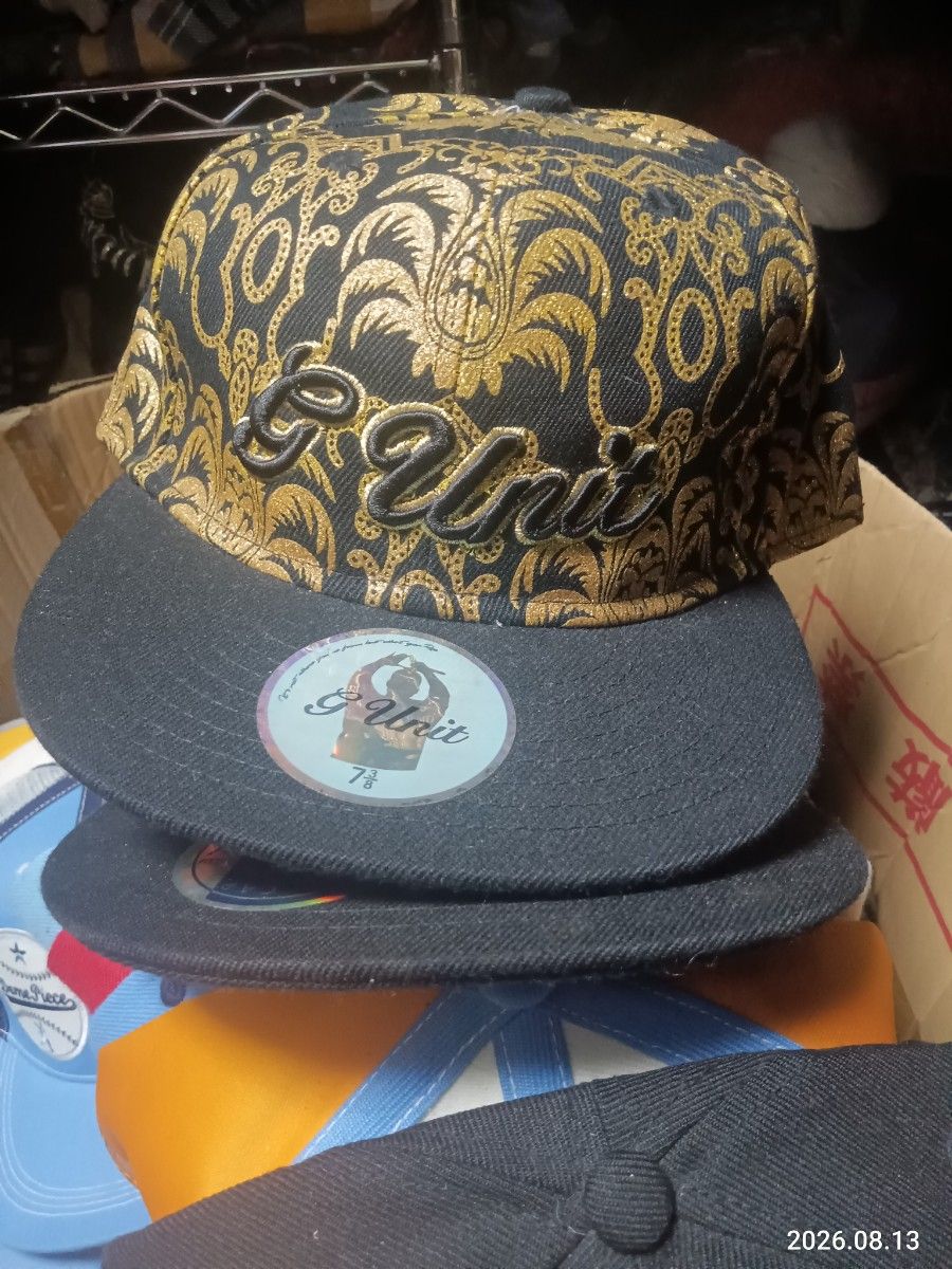 最终降价稀有激雷亚50centG-Unit帽黑金总柄刺绣标志7 3/8 HIPHOPBBOY