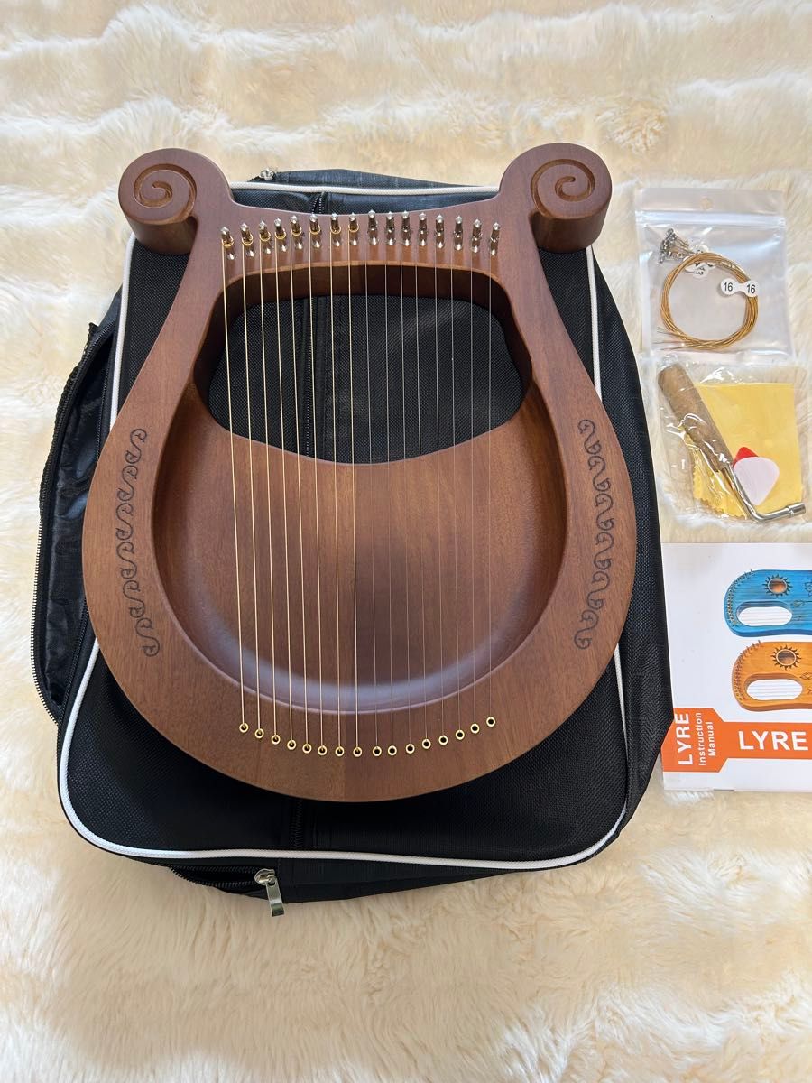 16弦莱雅竖琴 木制 弦乐器 民族乐器 带盒