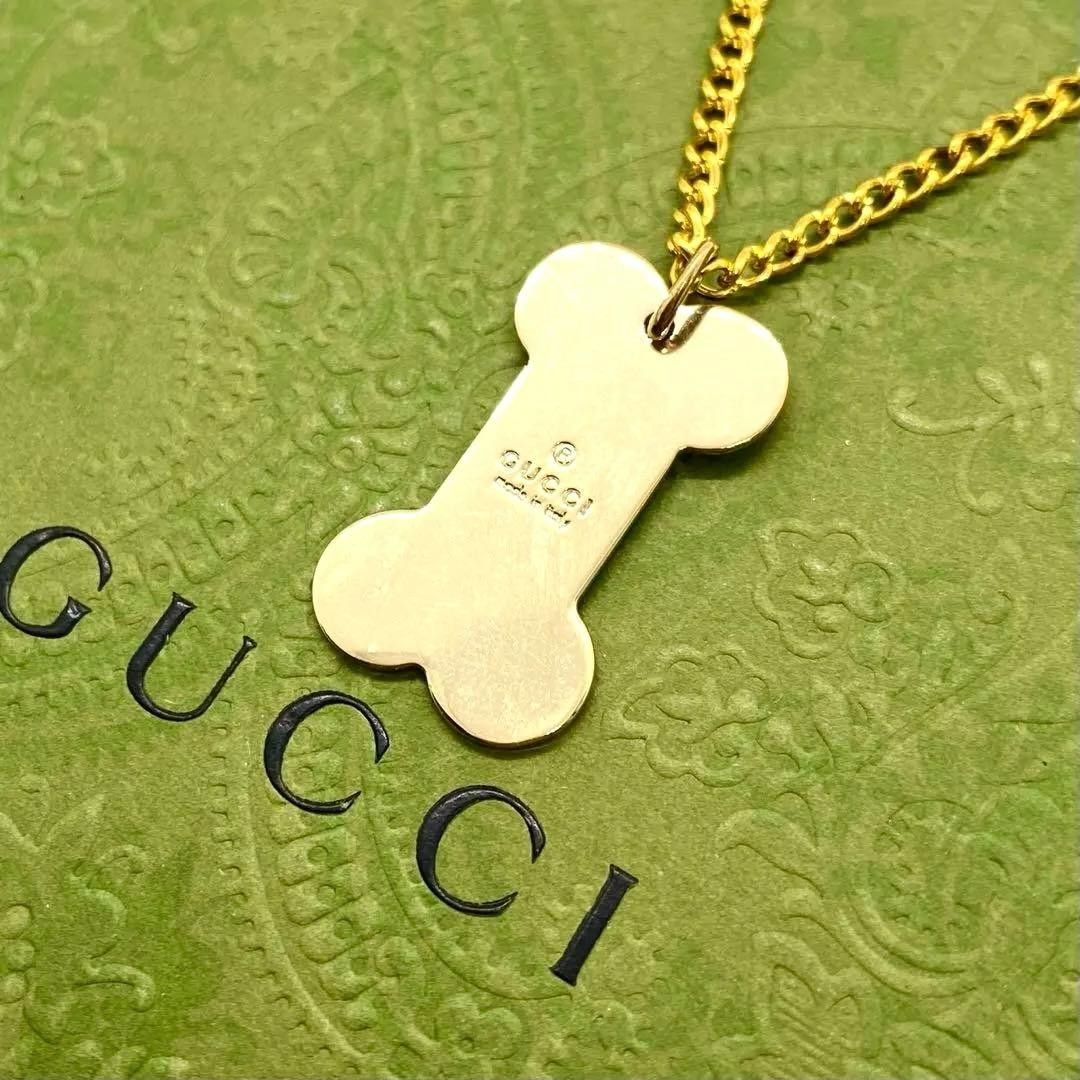 GUCCI 古驰狗骨项链 骨头造型吊坠项链 复古金属 Dog 狗狗 爱犬人士