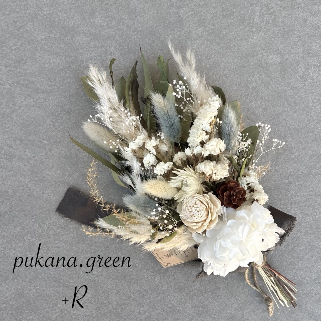 再贩新货☆白色×灰色//干花花环 潘帕斯草 拉格拉斯 索拉花 绣球花 秋冬花环 礼物