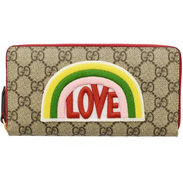 GUCCI钱包GUCCI回合拉链长钱包女士GG spreme彩虹LOVE 476413