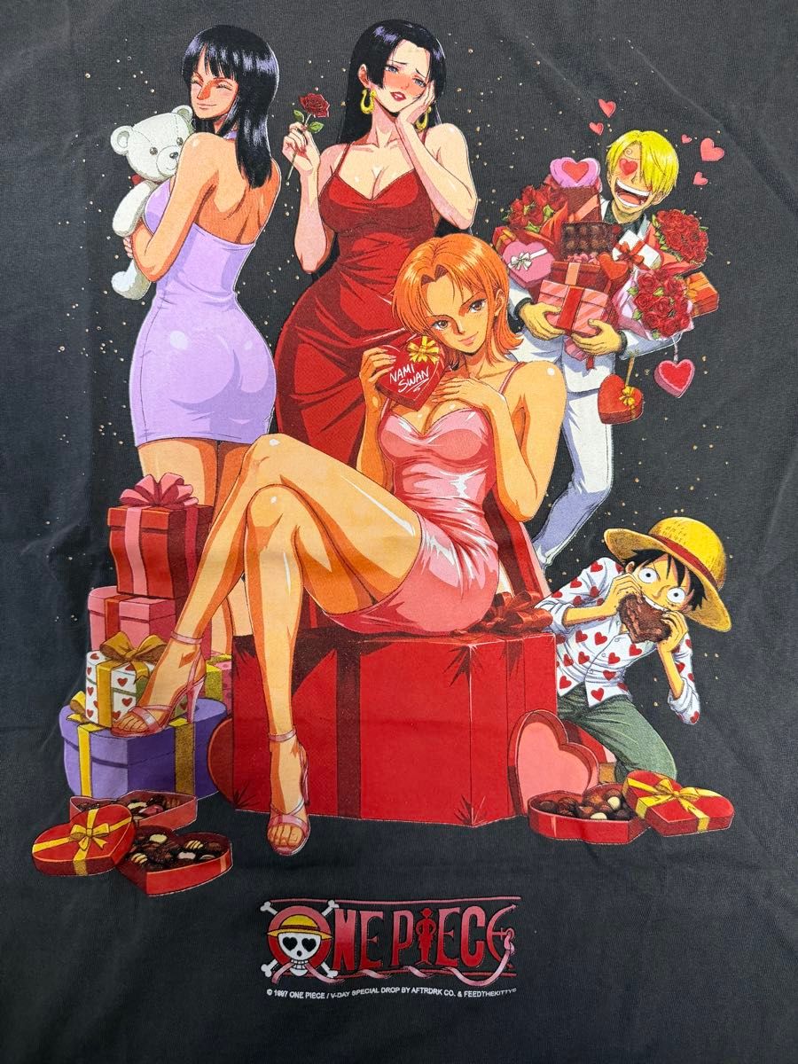 ONE PIECE 情人节限定设计 T恤 黑色 XL