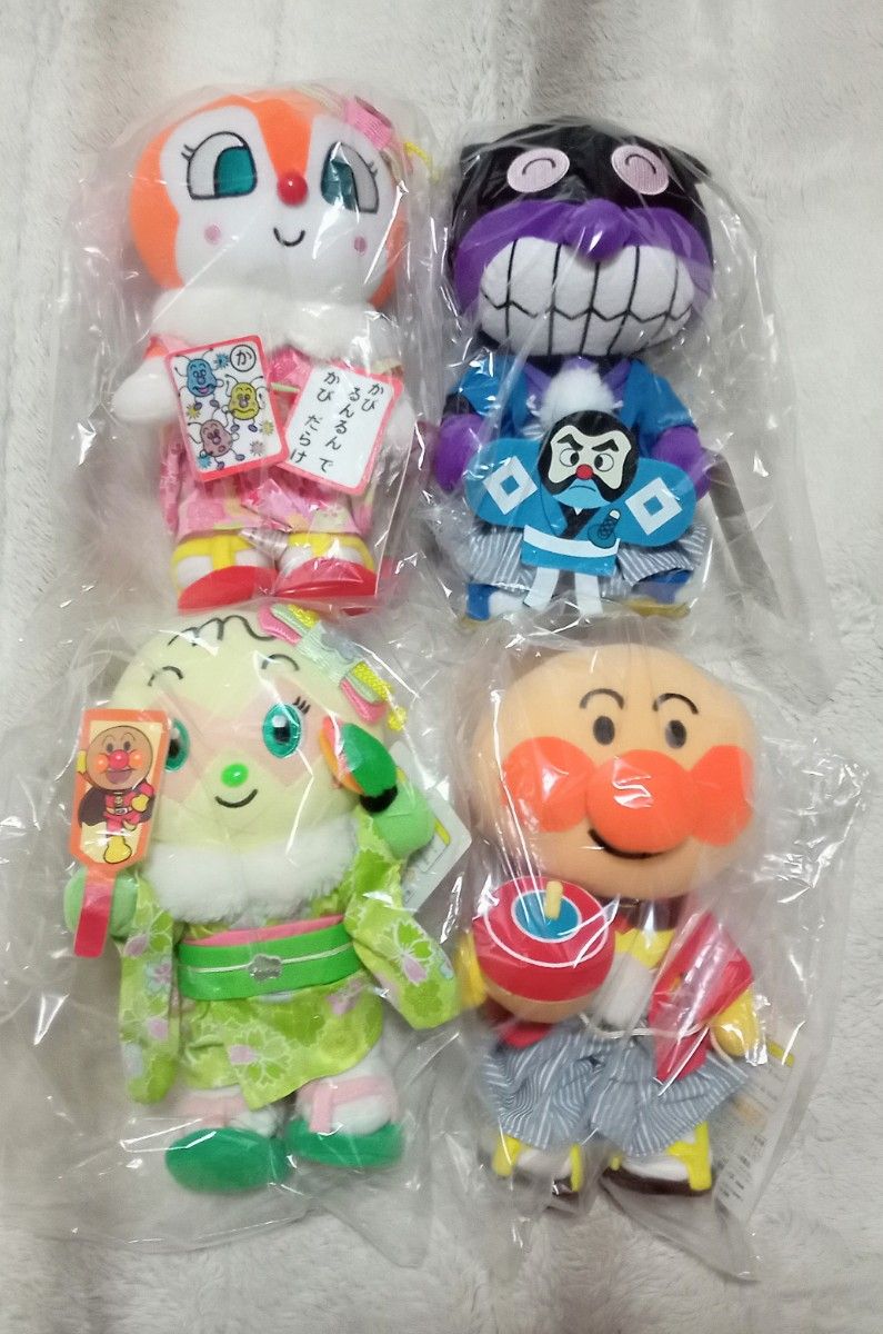 Anpanman New Year Plush Toy 4-Piece Set Dokin-chan Baikinman Anpanman Melonpanna
