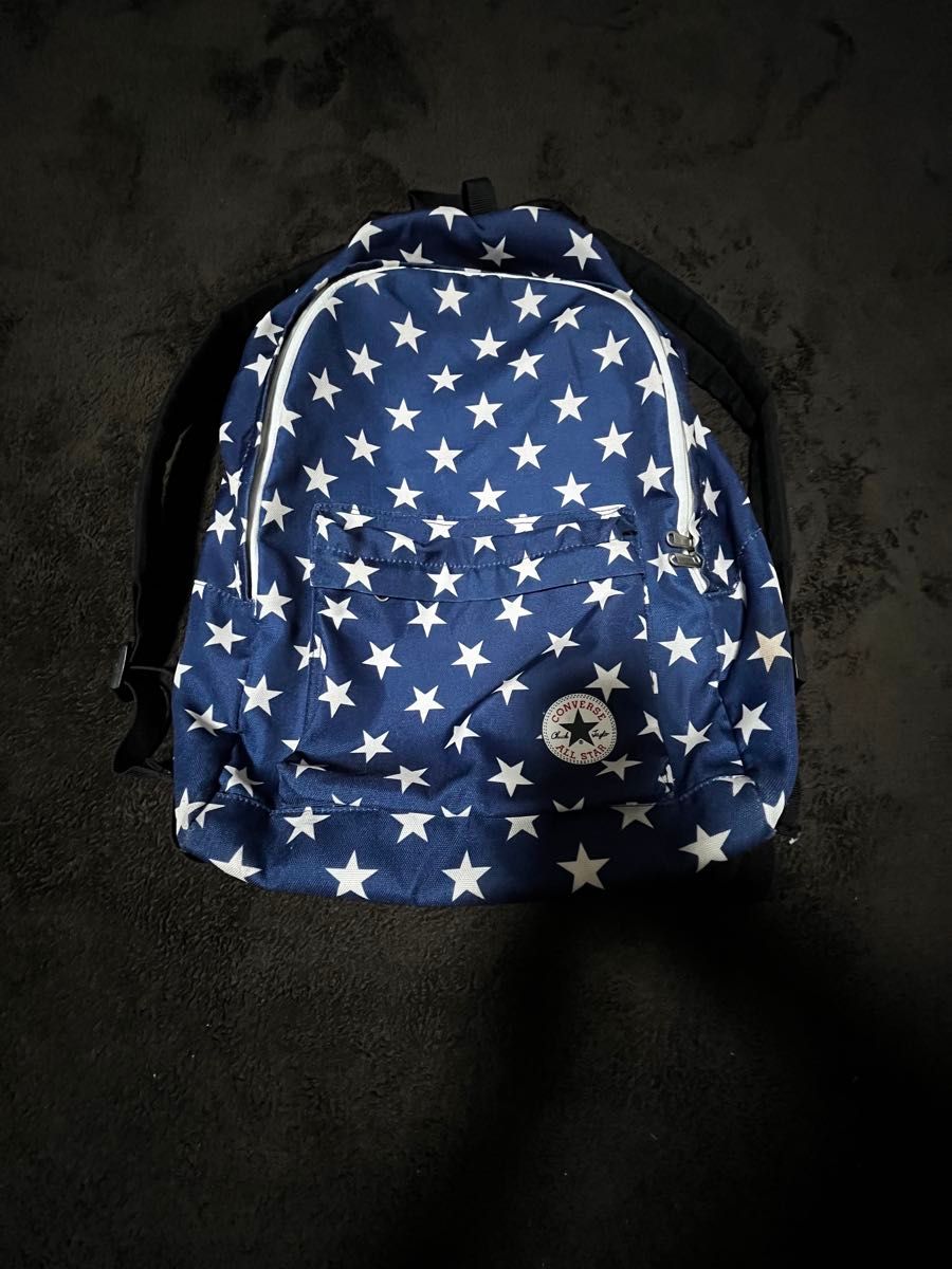 Big price reduction!! CONVERSE backpack with star pattern, navy × white—cute and stylish