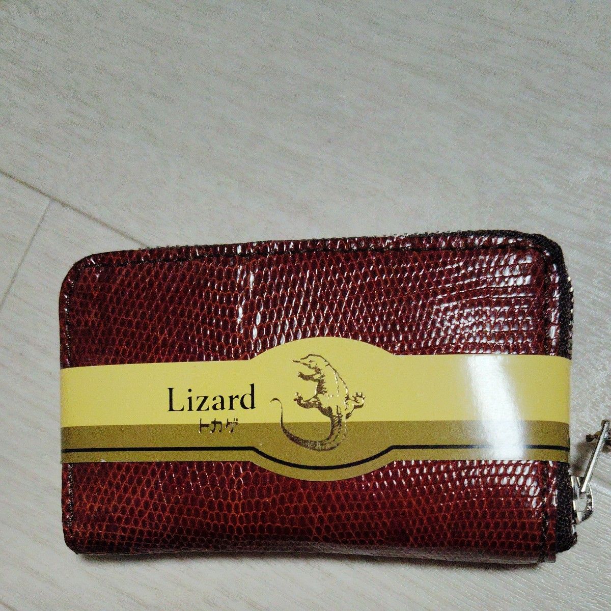 蜥蜴皮革蜥蜴硬币盒零钱盒圆形拉链红色
