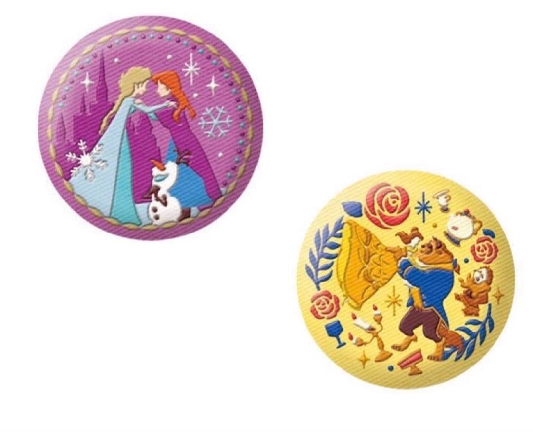 Disney Embroidered Can Badge 2 Anna and Elsa Beauty and the Beast 2-Piece Set