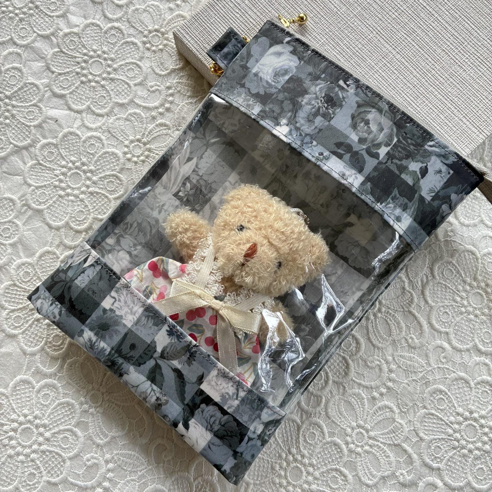 纵长透明化妆包/存档口香糖/自由布料使用/塑料涂层/化妆品化妆包/朱印帐化妆包