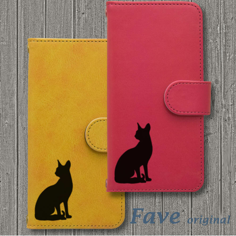 ★ 猫 ～ 黑猫 iPhone/Android 手账型手机壳 猫 宠物 动物、杂货 商品 可刻字 可爱 时尚 动物 AQUOS GALAXY Xperia Android全机型