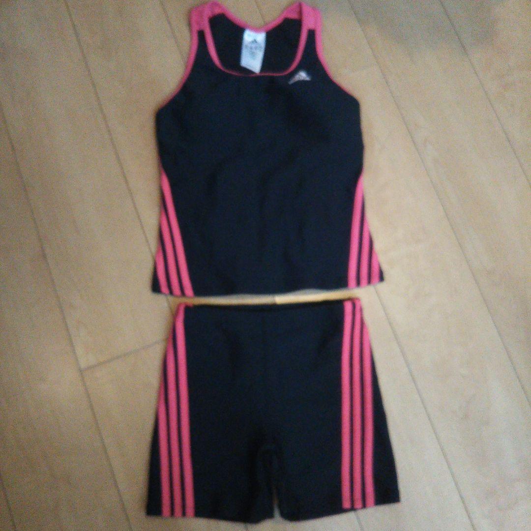 Adidas运动泳衣分离黑色 × 粉色