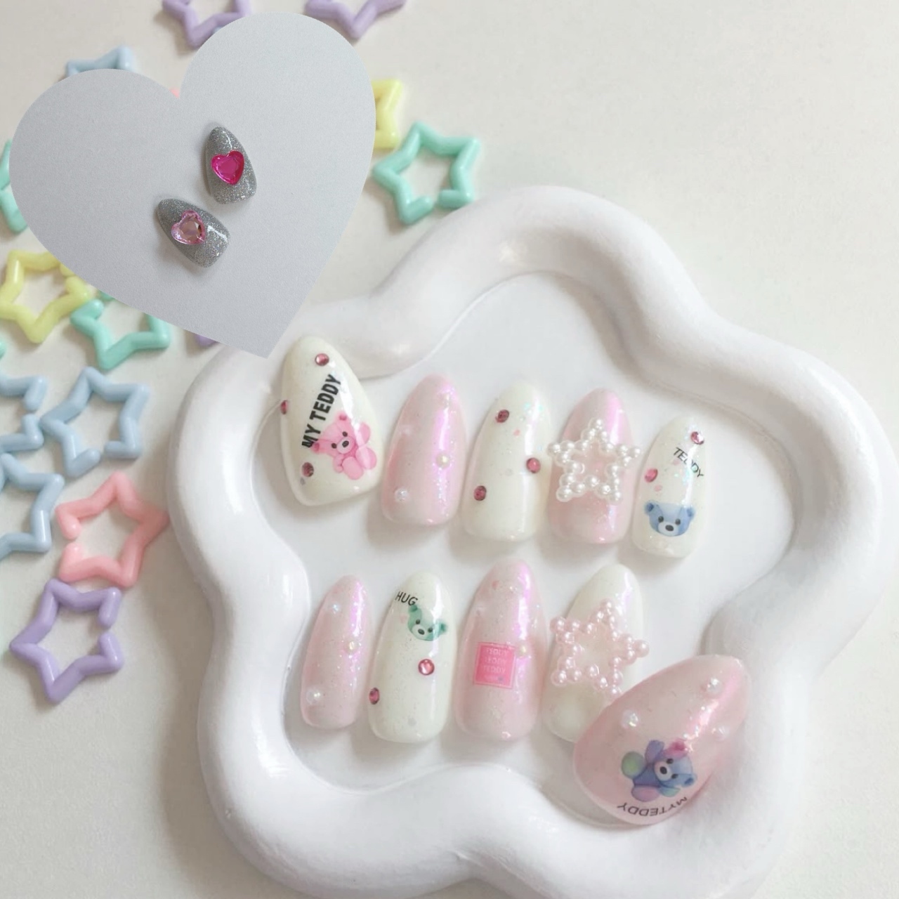 【Shipping Included】Bear × Star Nail Tips♡
