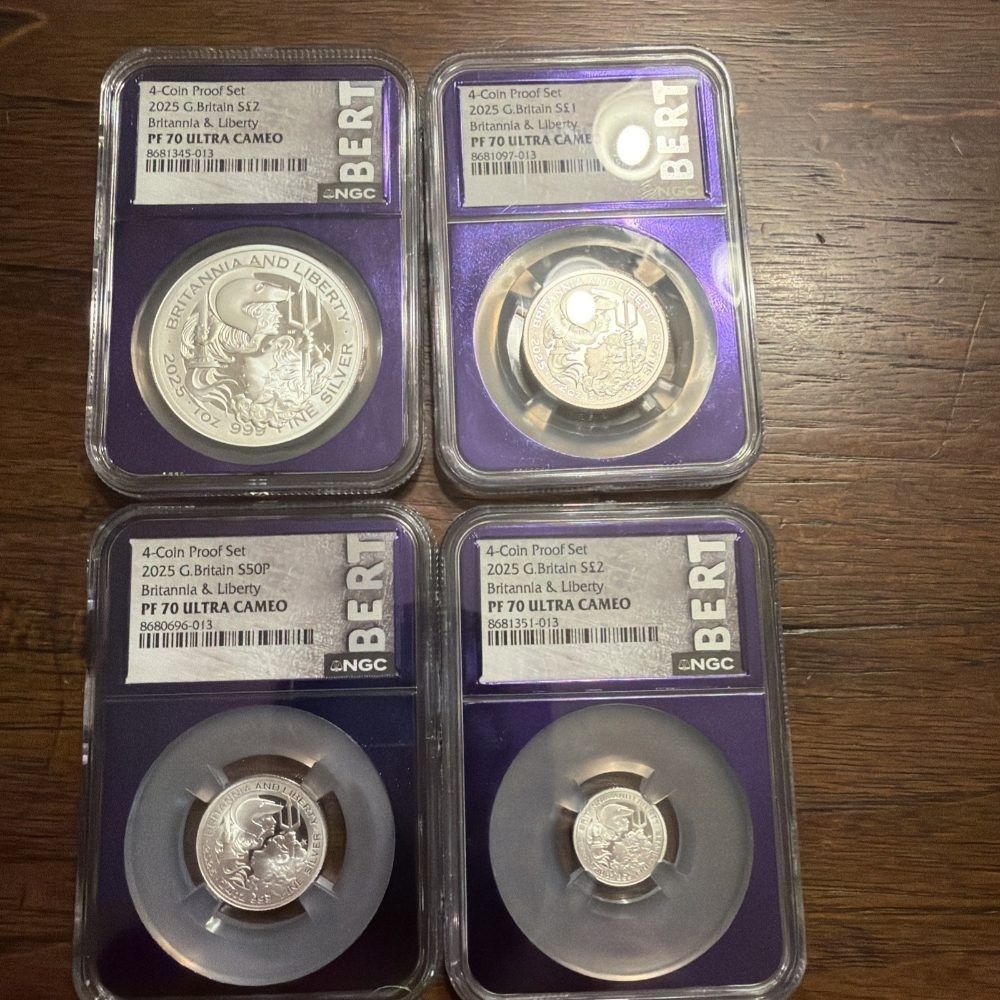 2025年 英国 不列颠与自由 4枚精制套装 银币 NGC PF70UC