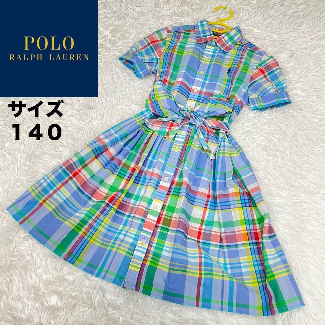 未使用级拉尔夫 · 劳伦 · 马德拉斯衬衫礼服检查连衣裙