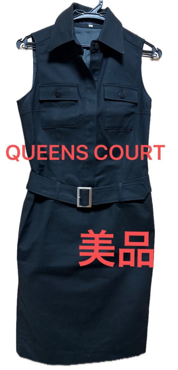 【【优质品】Queens Court 带腰带无袖衬衫连衣裙 黑色 2(M) 黑色