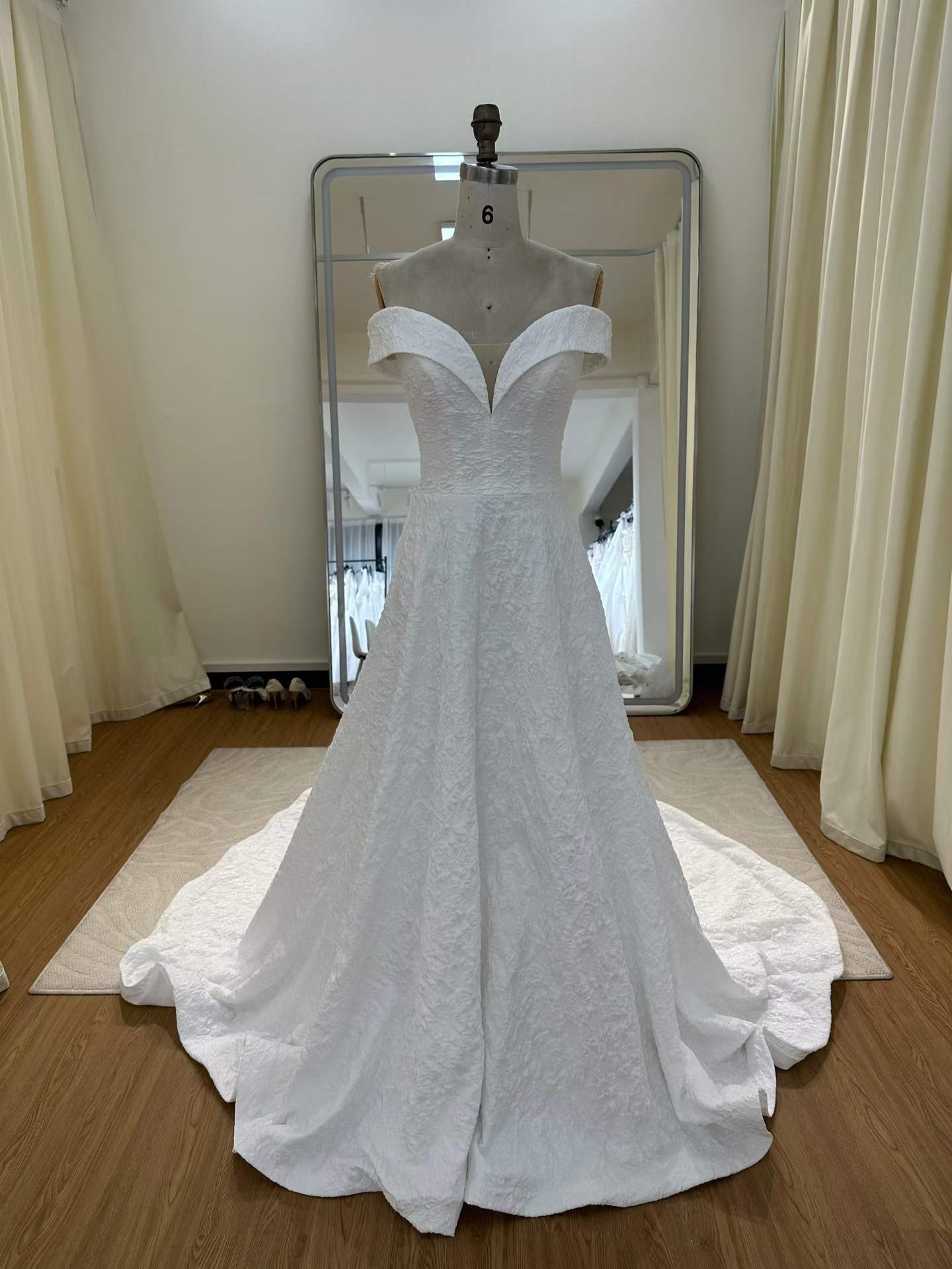 婚纱礼服离岸提花面料拉链优雅婚礼/婚宴