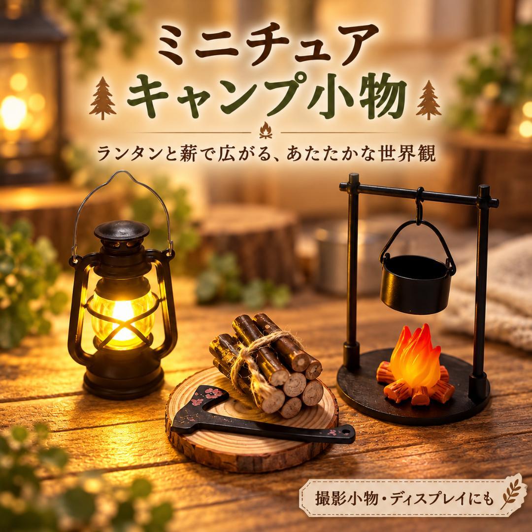 Miniature Camping Lantern Bonfire Set Dollhouse Diorama Photography Props