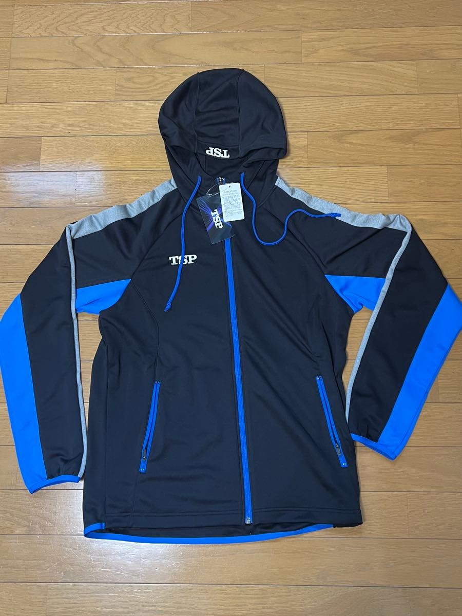 TSP 乒乓球 训练服 连帽衫 夹克 黑色×蓝色 M码