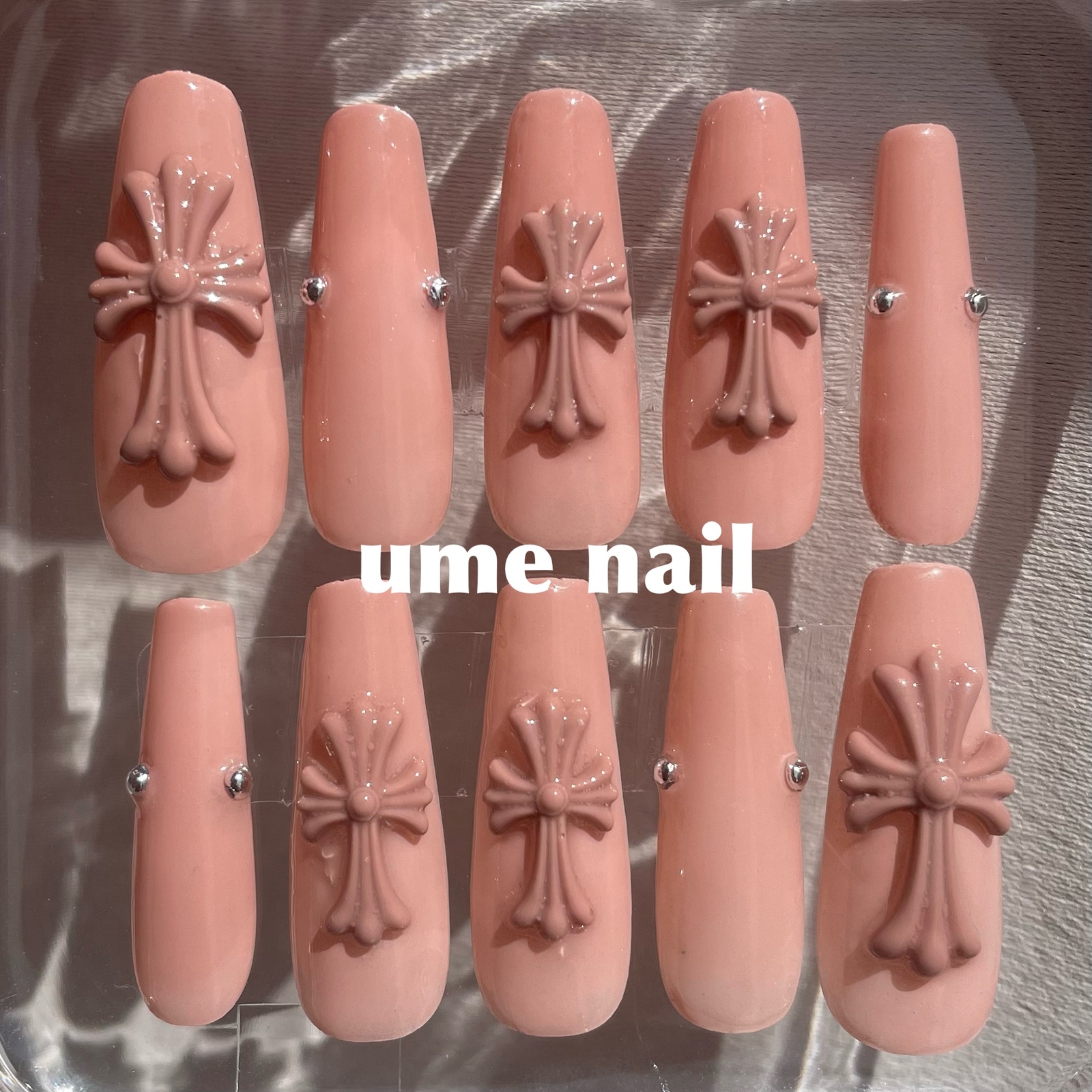 【Customizable】Cross-shaped long nail tips, Korean y2k style, extra-long