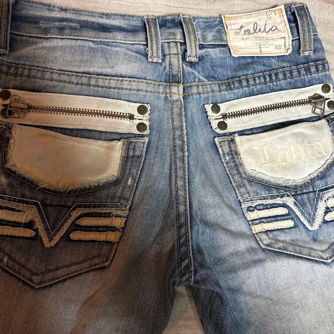 LOLITA JEANS 洛丽塔风格牛仔裤 做旧处理 牛仔长裤 29 y2k
