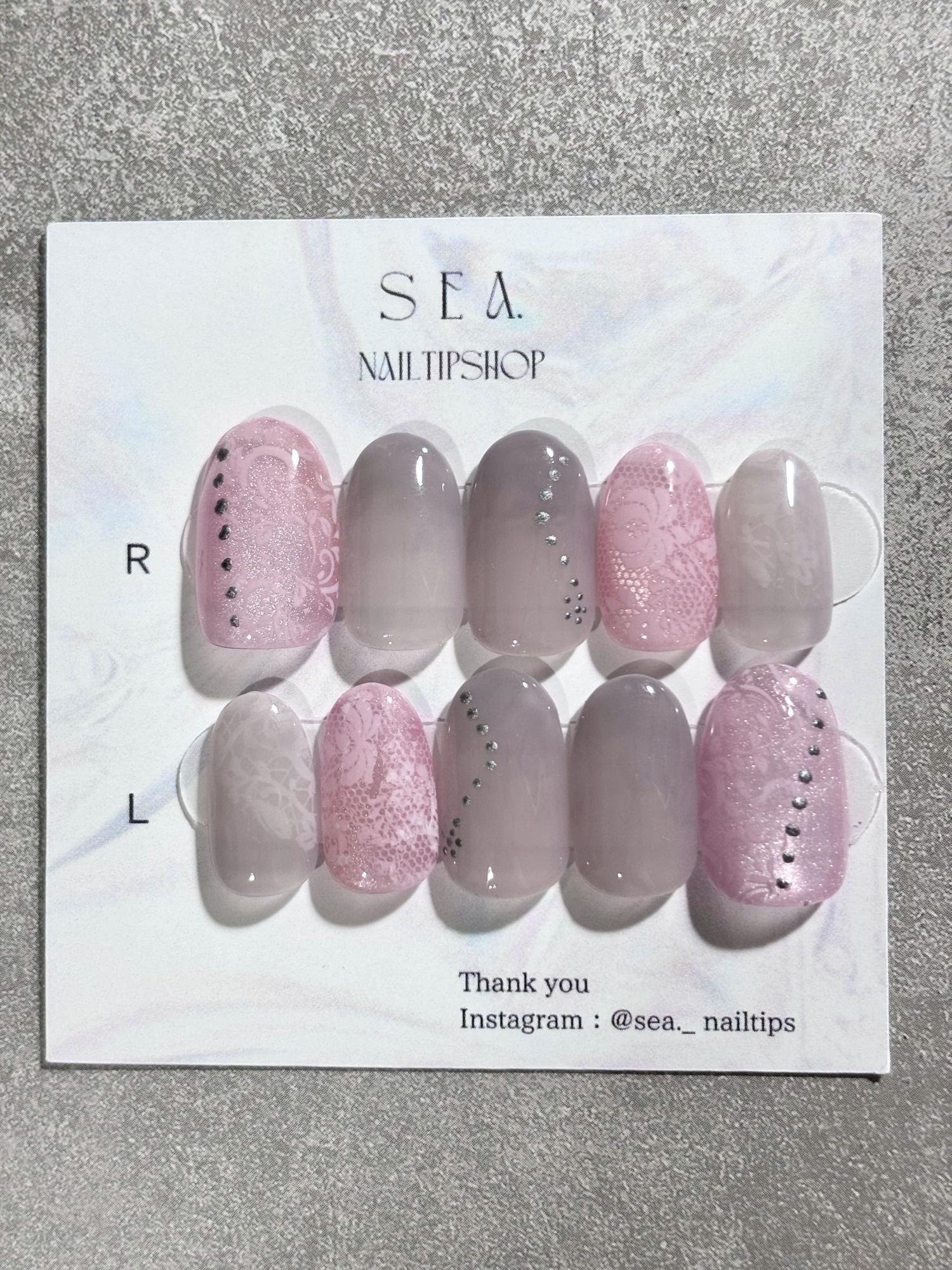 Mauve Lace|Mauve Lace Korean-Style Nail Tips