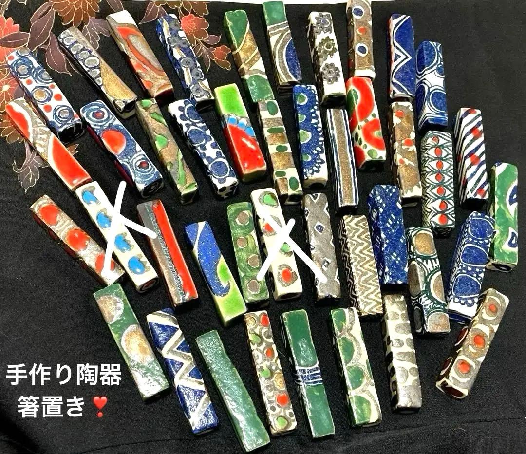 手工陶器 手绘图案筷架♡40套出售 U-21 手工制作降价！