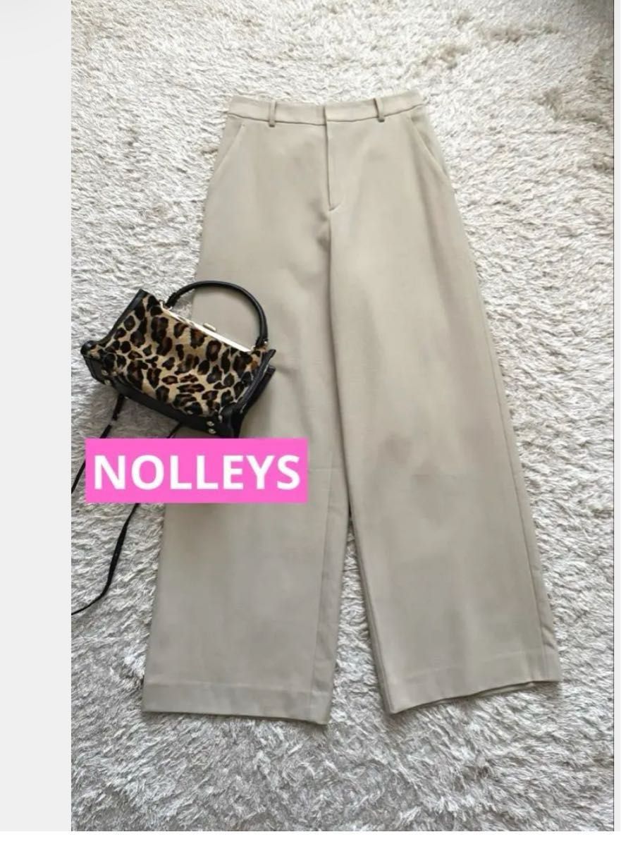 特卖★品相极佳★ NOLLEYS 宽松长裤 弹力 后侧松紧 厚款 AW 诺莉丝 米色