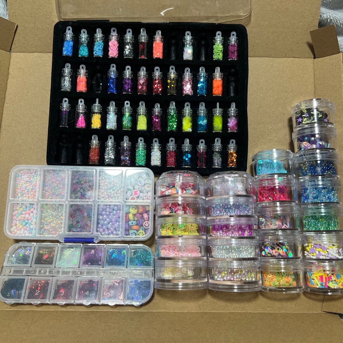 [Halloween Sale] Nail Parts Glitter Hologram Resin Parts Bulk Set