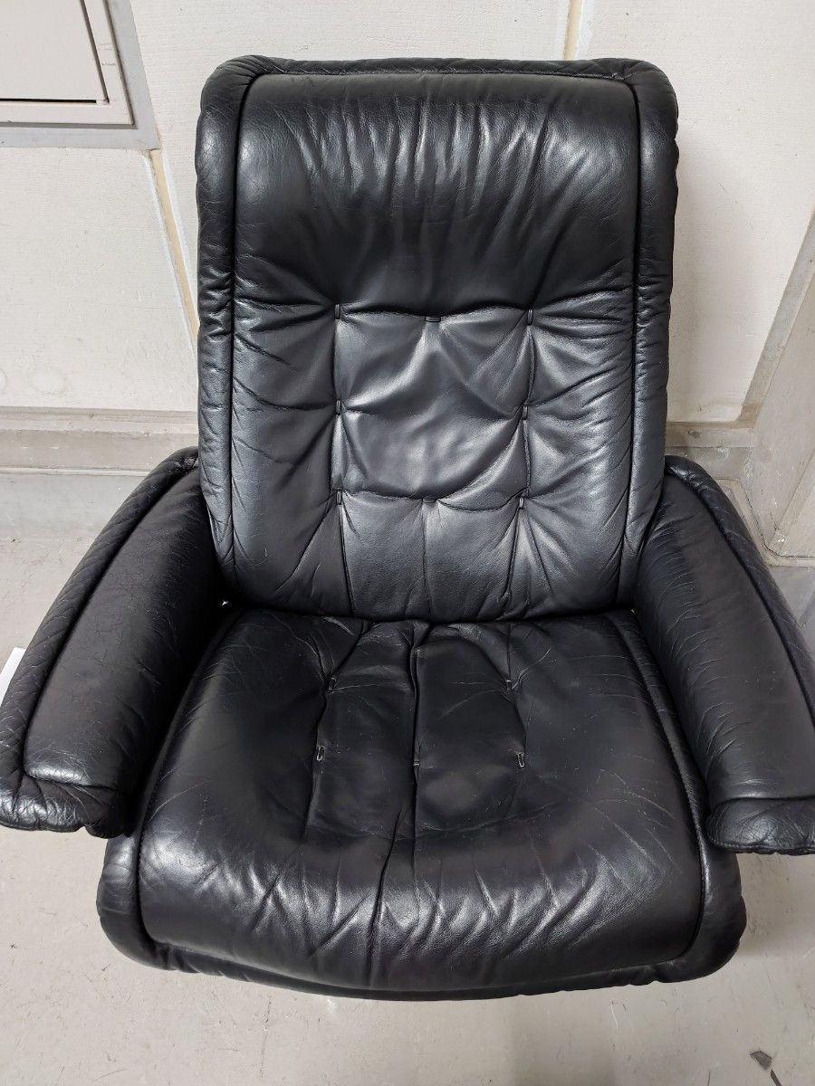 [Super Rare] Ekornes Stressless Royal Full Black Leather Recliner Chair Top Grade ¥460,000 ☆ Shipping Included ☆ Same-Day Dispatch ☆ EKORNES