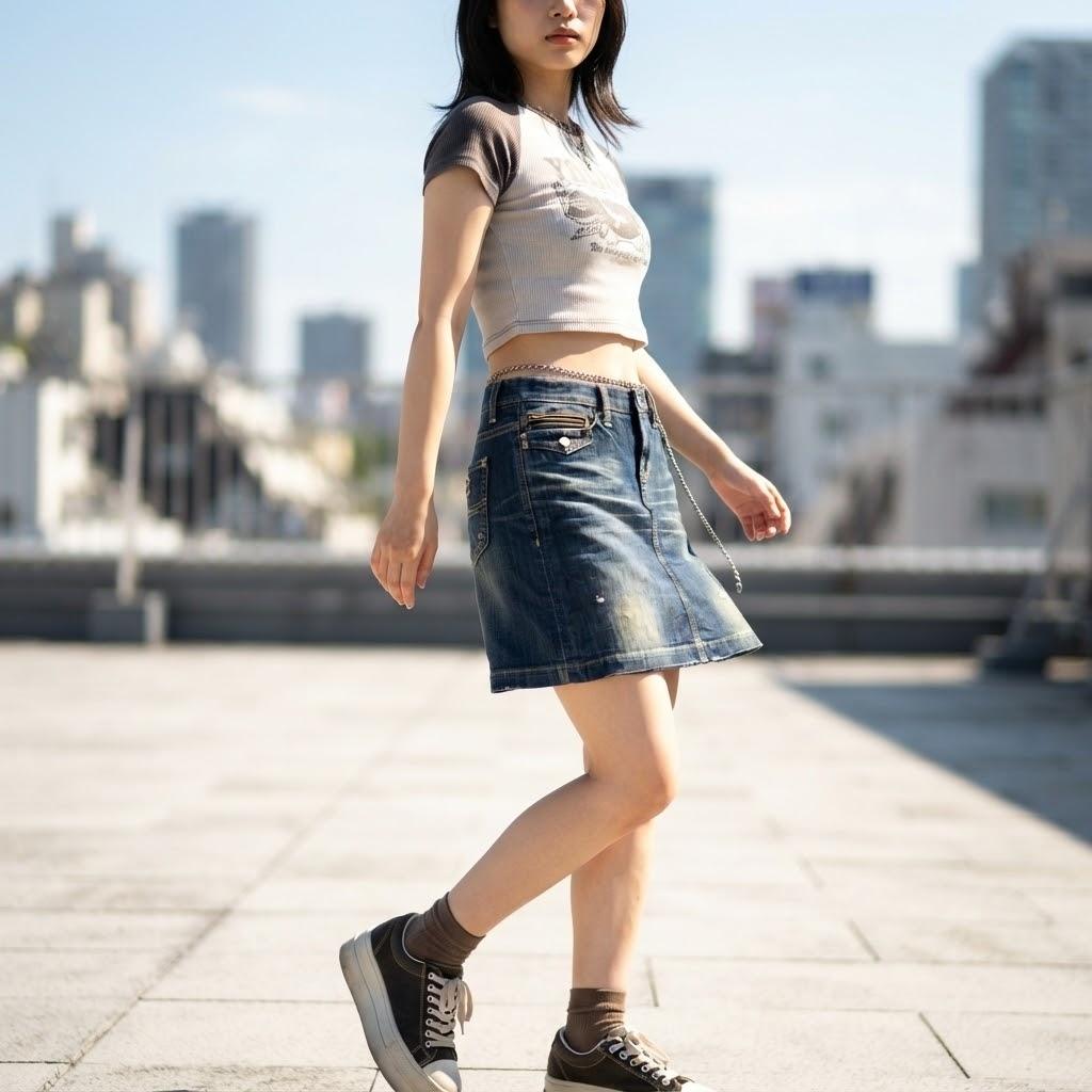 歇斯底里魅力/SP加工/单点刺绣/牛仔布紧身裙