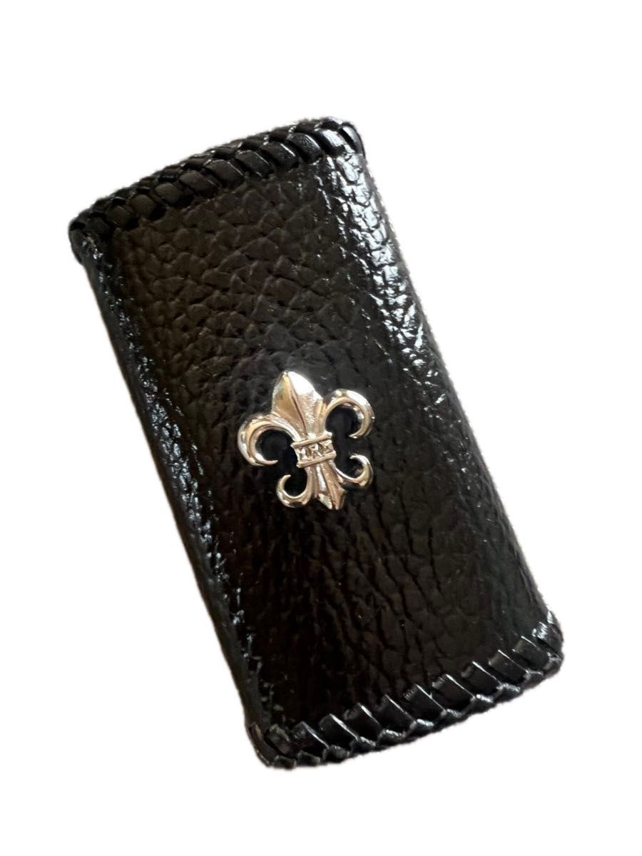 Genuine Leather Handmade Smart Key Case Black Woven Glossy New Christmas Sale