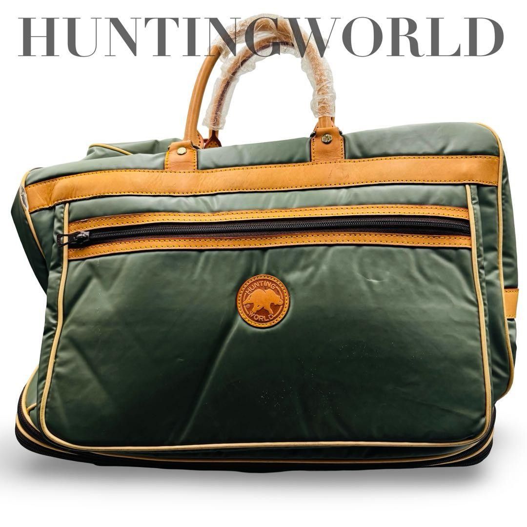 HUNTING WORLD Hunting World Green Business Bag Nylon Leather Commuter A4 Men’s Women’s Used Travel
