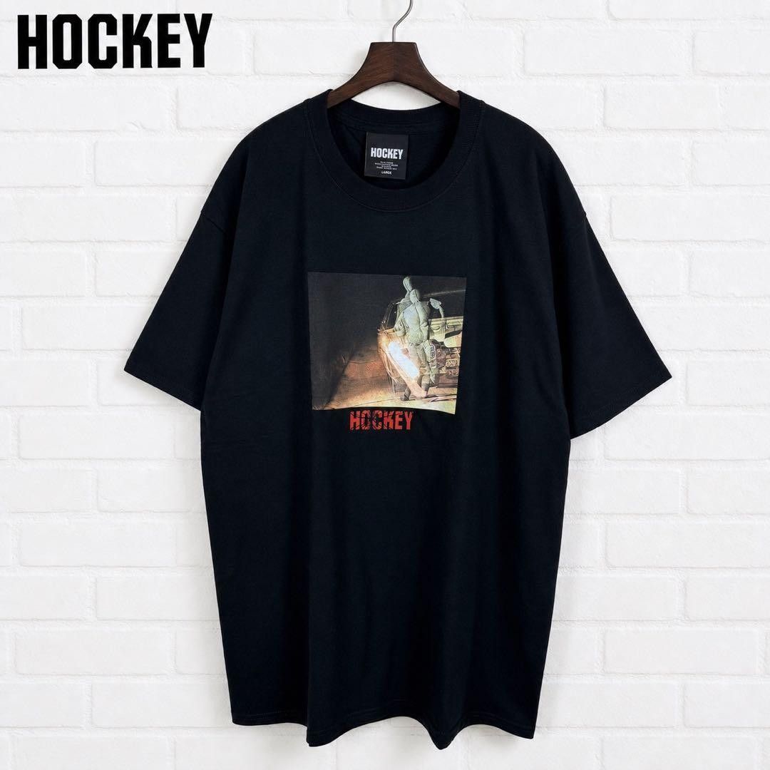 【品相极佳】HOCKEY T恤 L 码 黑色 图案印花 滑板 冰球 滑板街拍 复古服饰 y2k