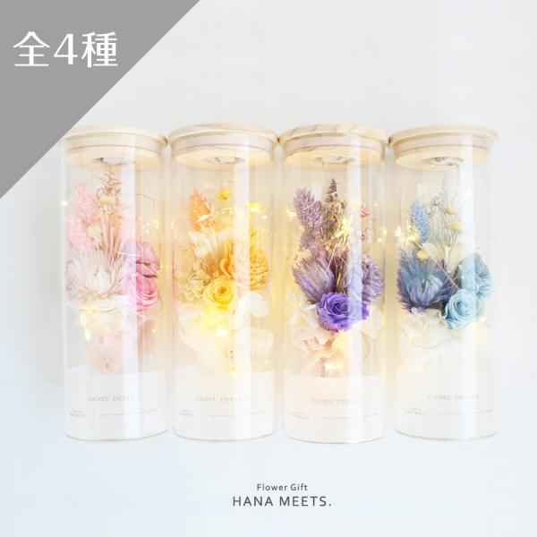 卢米纳斯永生花 迷你花束 干花 LED LED 玻璃瓶玫瑰 礼物 礼品 生日 母亲节 纪念日 免运费 Hanameets