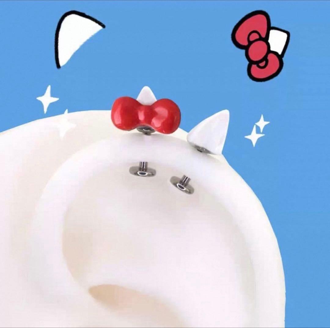 Hello Kitty Body Piercing Kitty Cartilage Piercing Antenna Piercing Ribbon