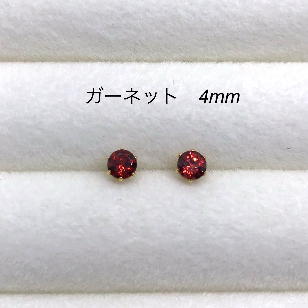 石榴石双耳环浪涌不锈钢4mm黄金