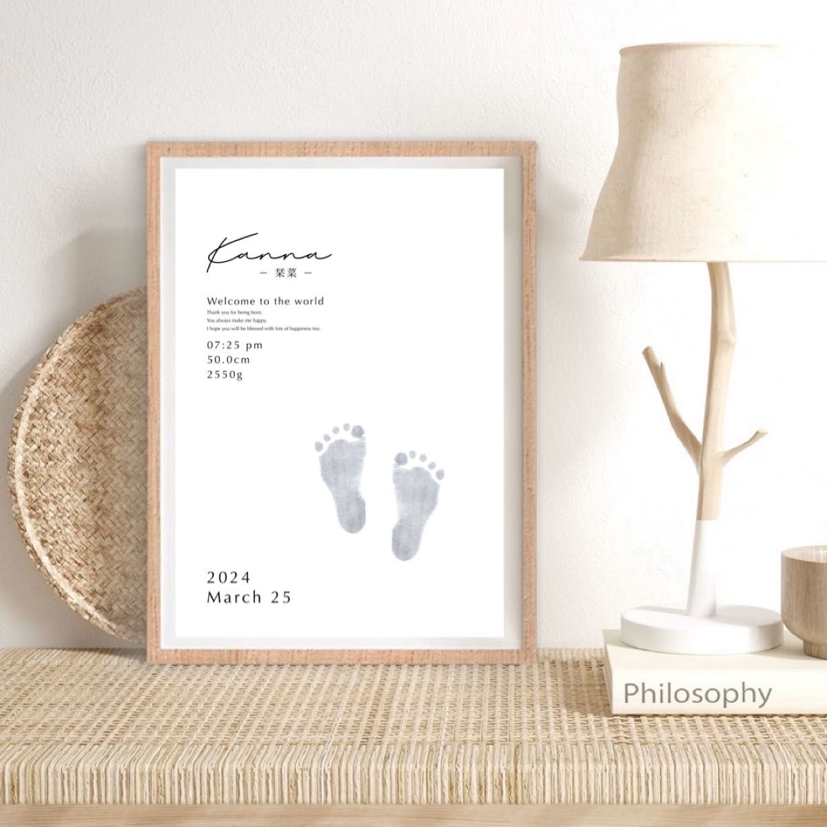 [Set of 2] Naming Book Bills Footprint Birthday One Year Old Half Birthday