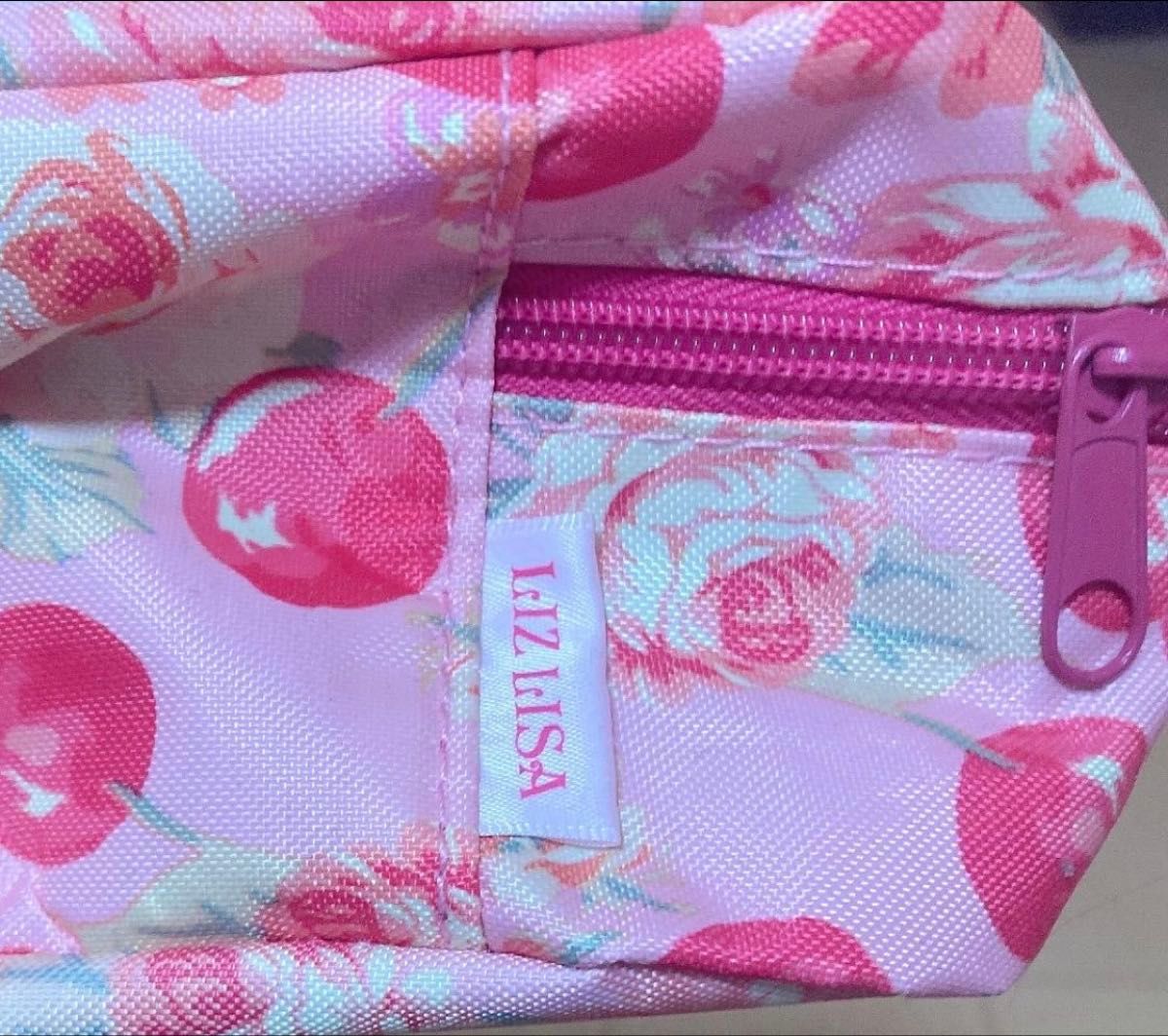 New LIZ LISA Floral Cherry Pattern Pouch Pink