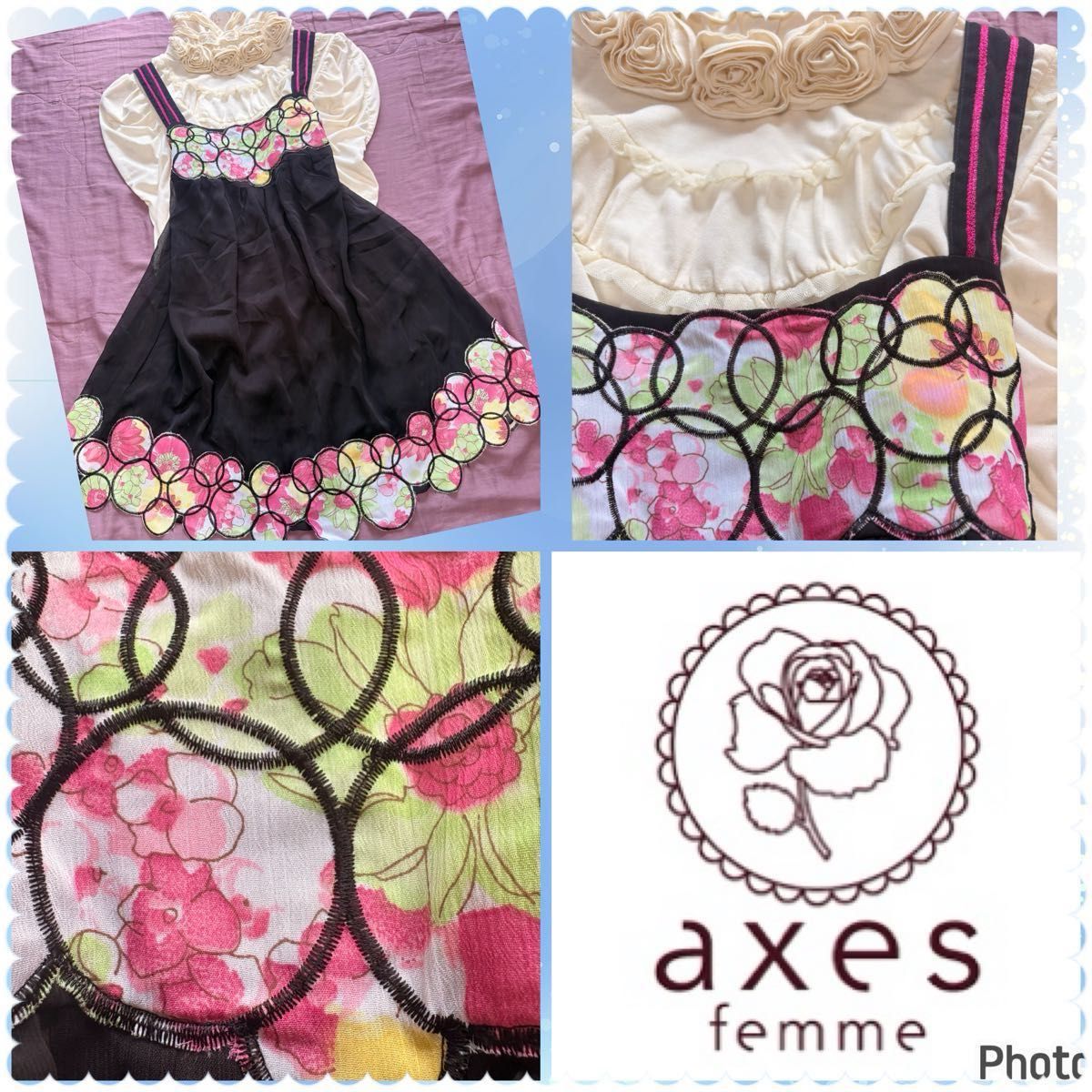 アクシーズファム★良品★カラフルお花柄OP★森ガール★萌え系★姫ロリ★y2k axes フェアリーグランジ お嬢様 フェミニン