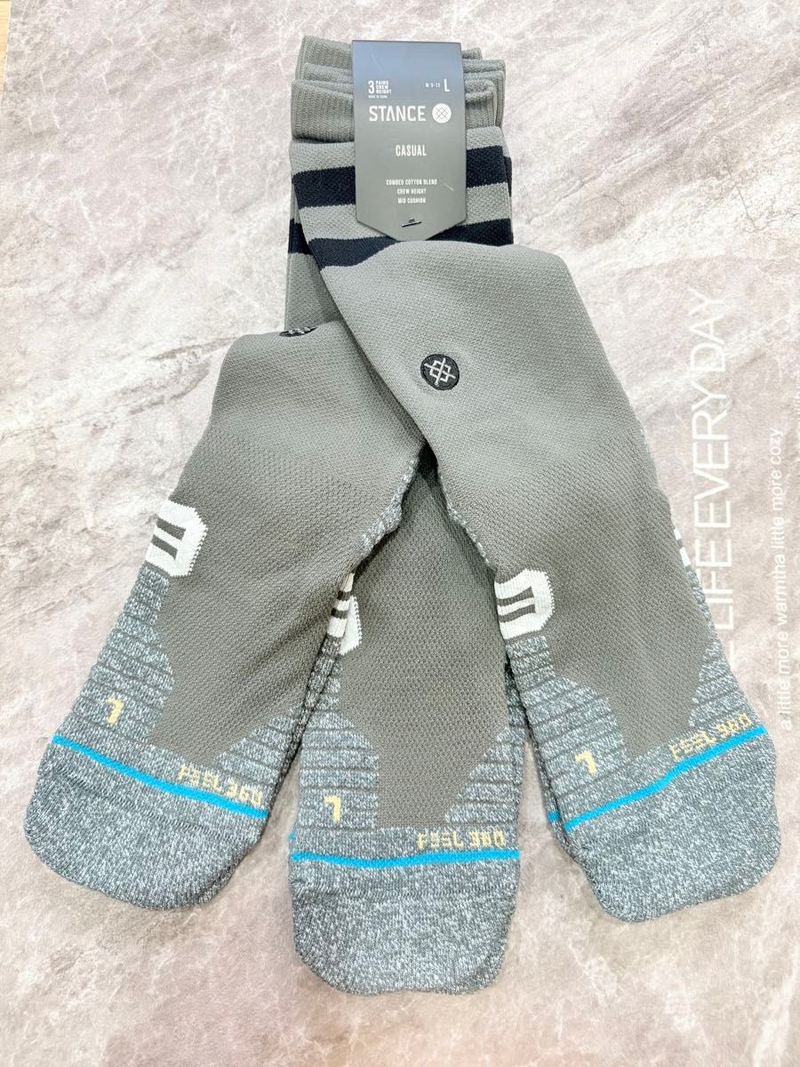 STANCE 斯坦斯 袜子 3双装 L码 灰色 FEEL360
