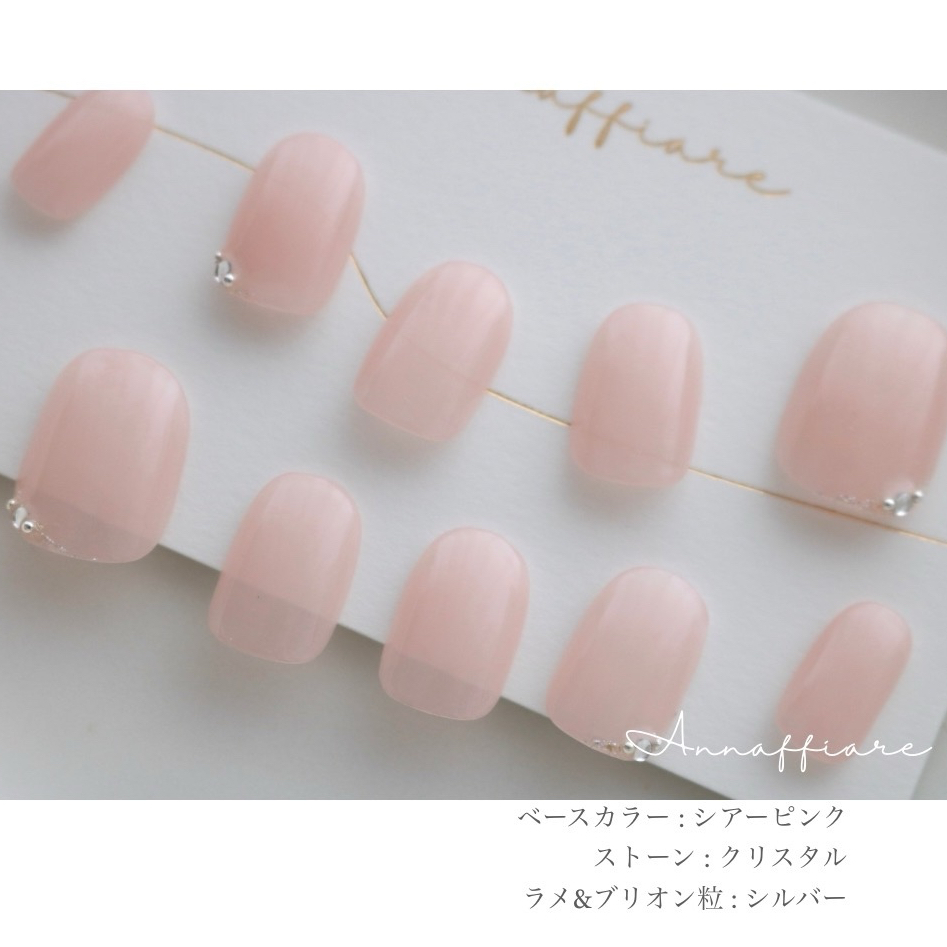 Sheer pink simple nail tips (with silver glitter & crystals) / Annaffiare Wedding: Shiro-muku, Shinto ceremony, traditional Japanese attire
