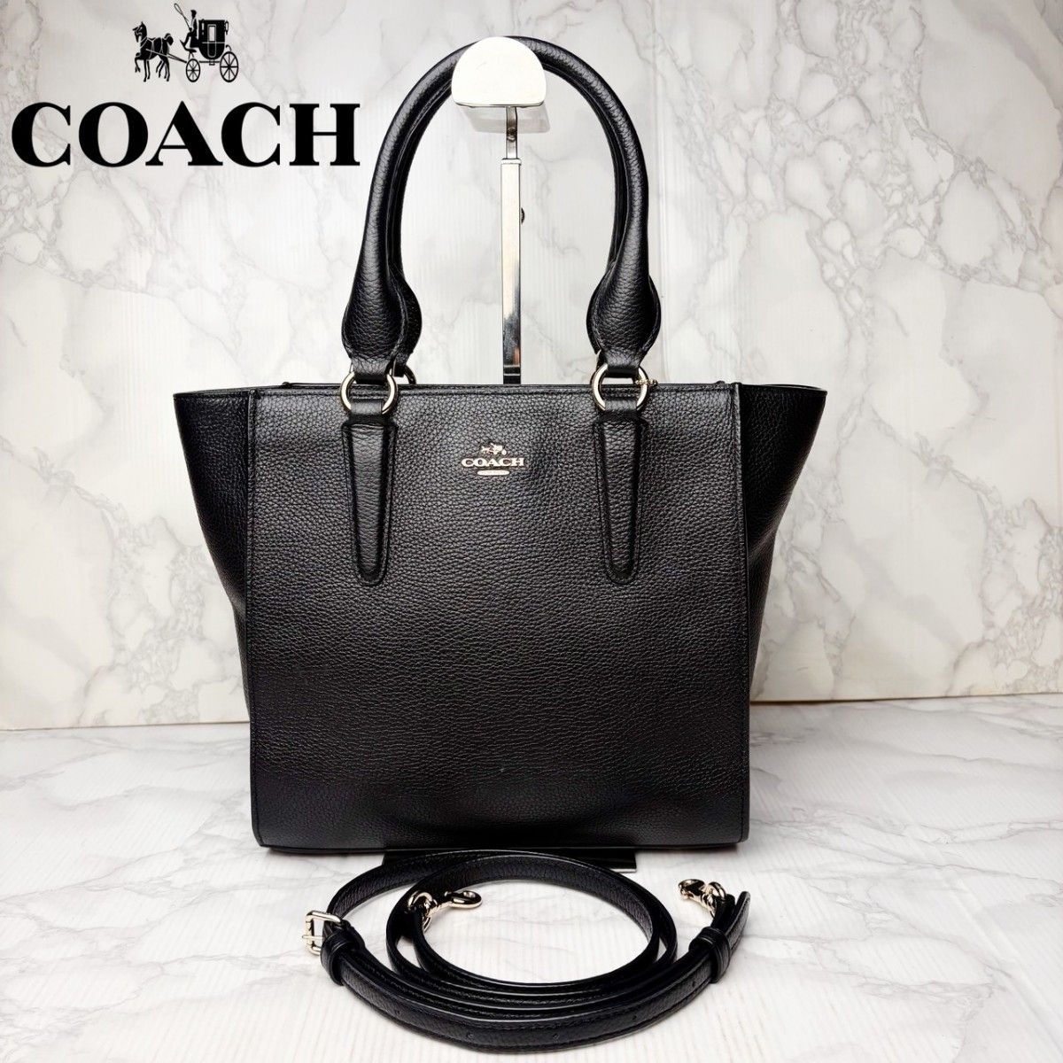 09未使用COACH教练2WAY手提包挎包激光黑