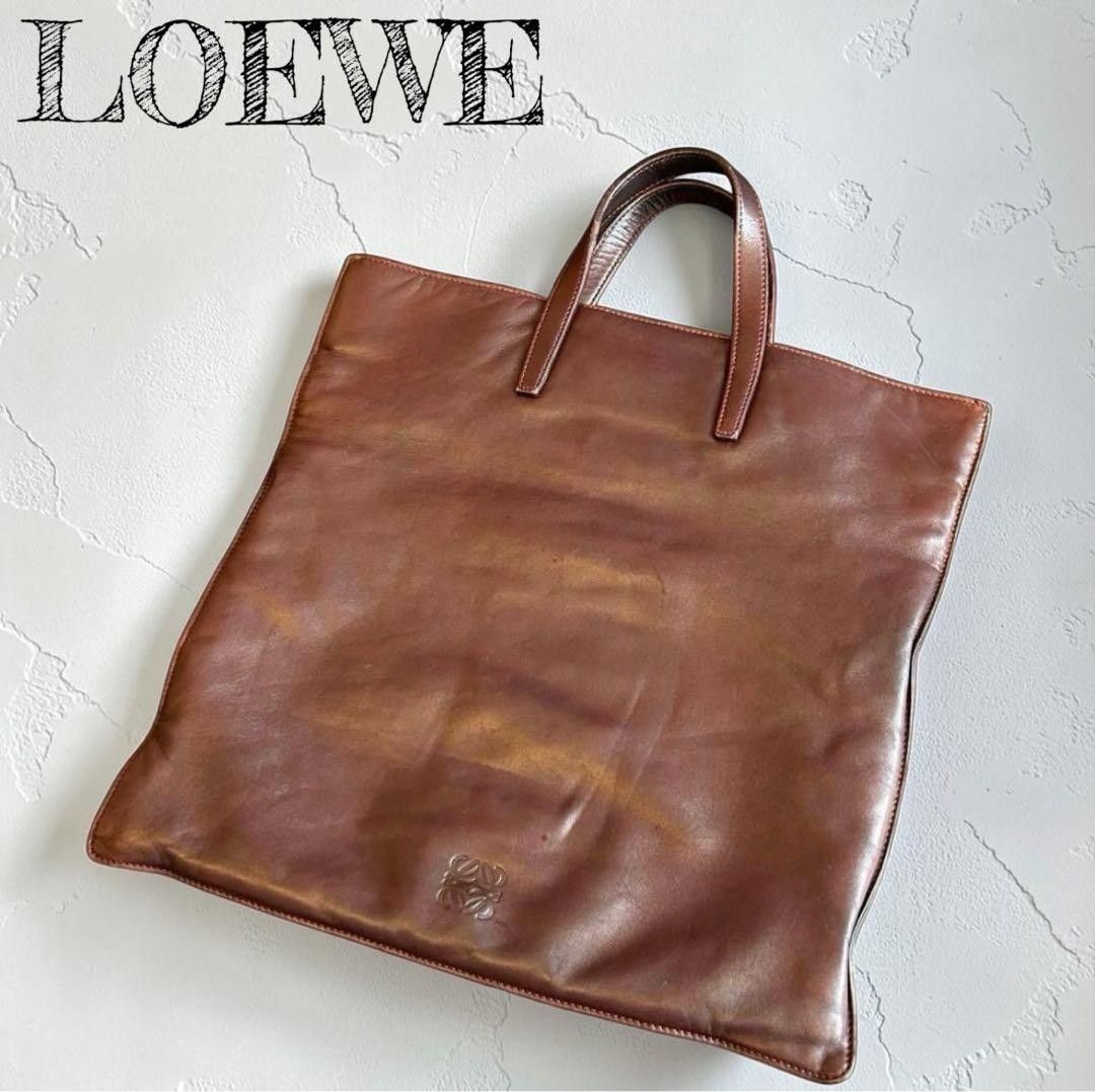 罗意威 LOEWE 乱码图案托特包 手提包 真皮 波尔多色