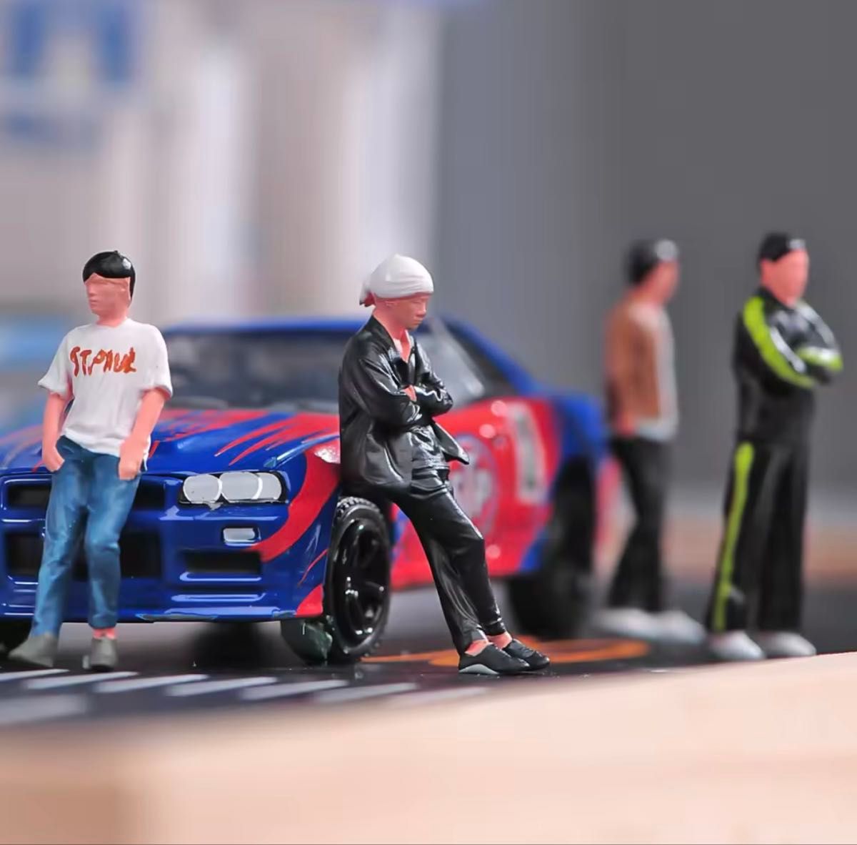 (4-Piece Set) 1/64 Initial D Style Figures # Diorama # Initial D