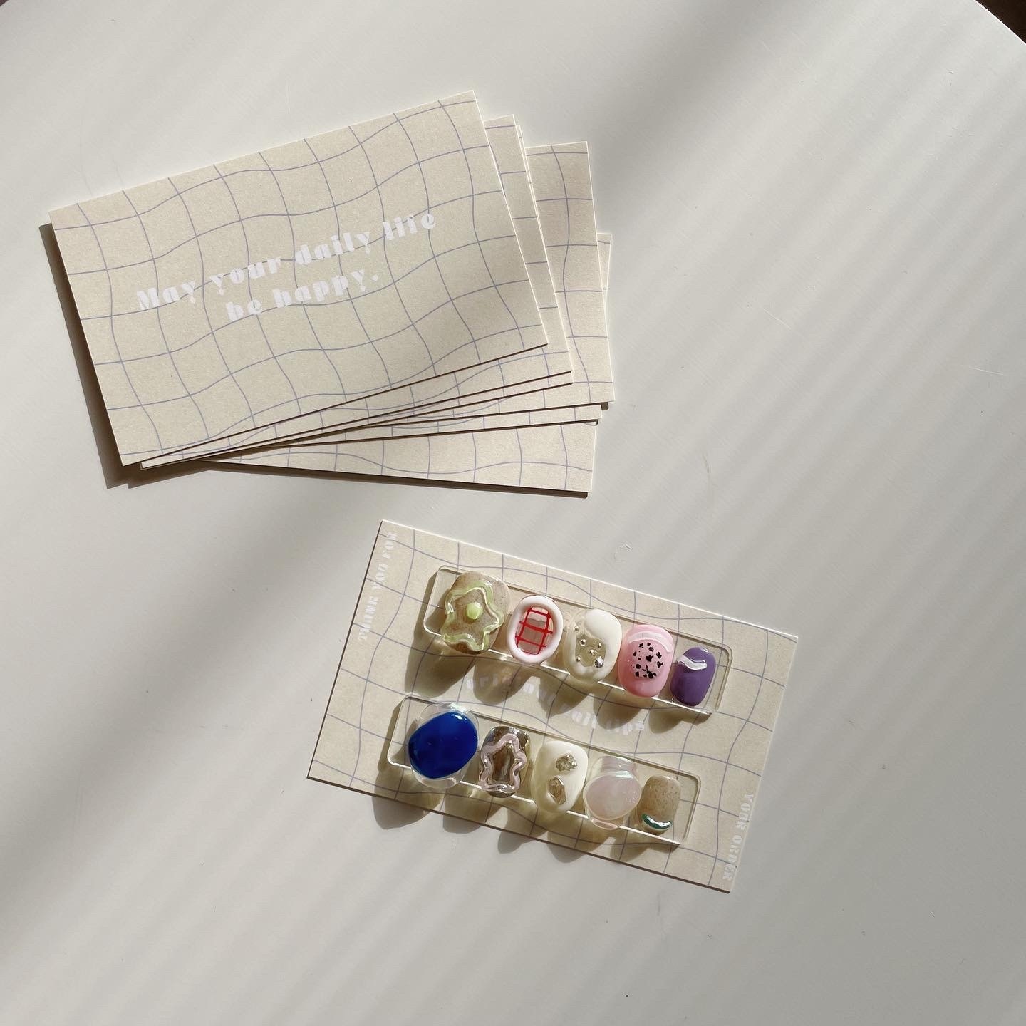 Korean-style design / Nail tip backing card, shop card, thank you card