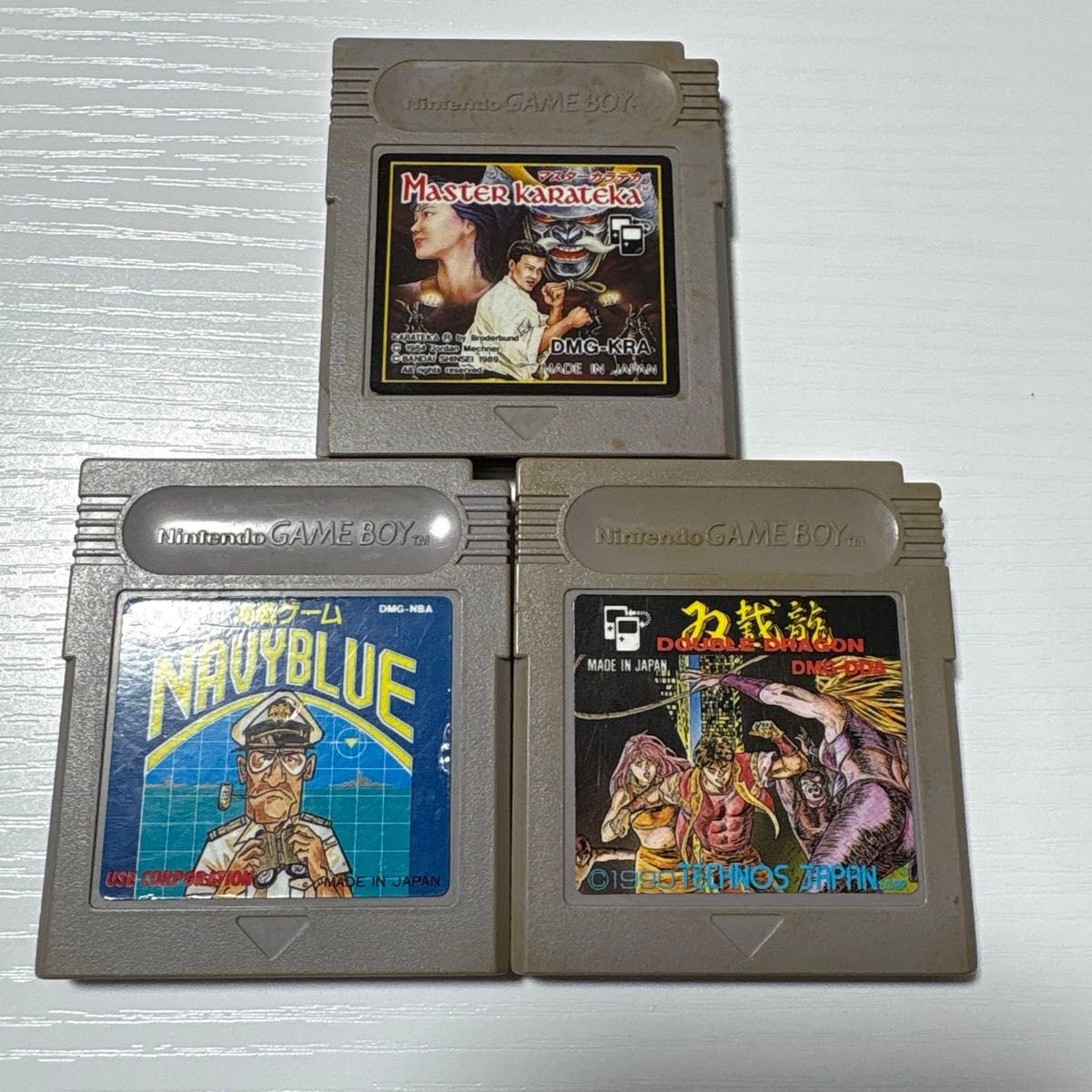 Game Boy 游戏软件 3件套 Master Karateka Navy Blue Double Dragon