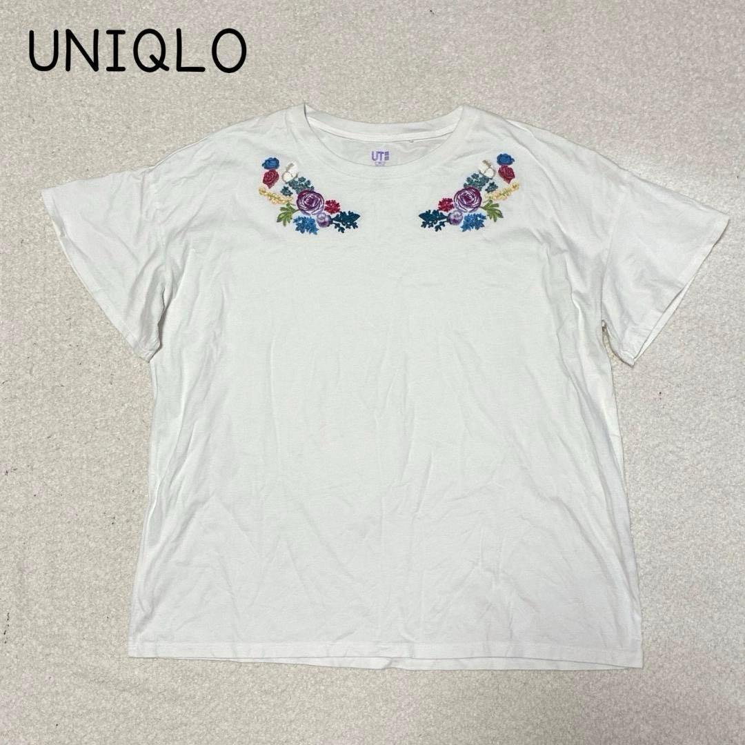 优衣库联名T恤(XL) ANNA SUI 刺绣 花卉图案 宽松版型 短袖