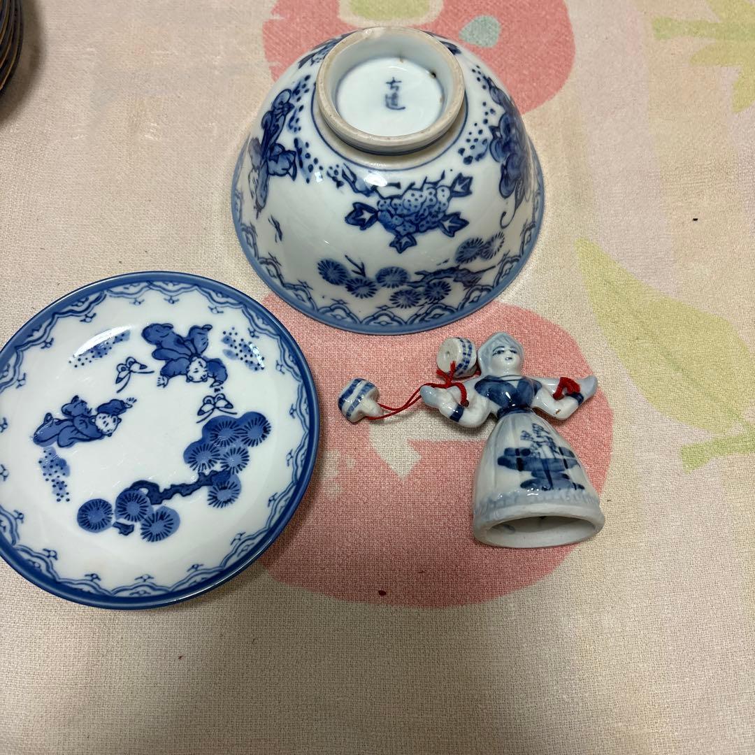 茶碗 小碟 人偶 三件套