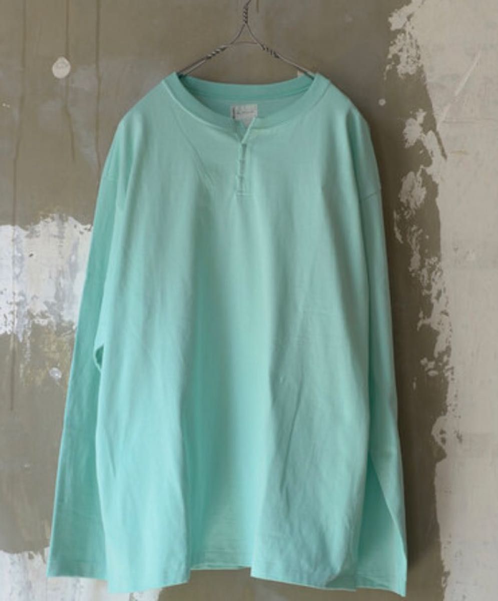BLACKBIRD fake henryneck cutsewn mint长袖罗恩T绿色亨利项链素色