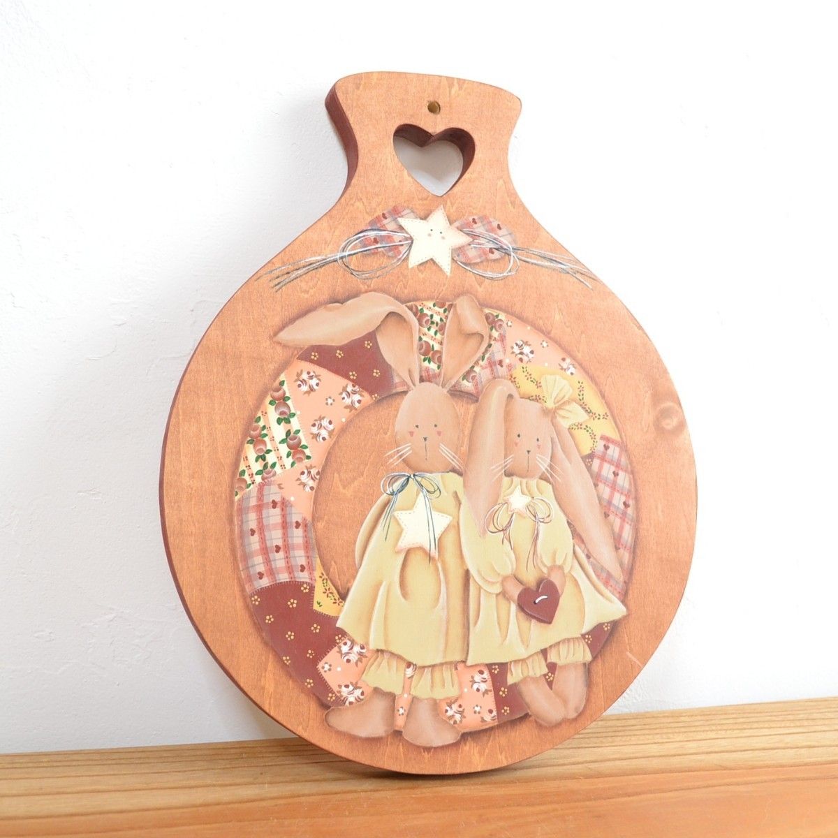 ★Wooden Painted Board / Wall-Mounted, Rabbit Design, Floral Country Style [Free Shipping]